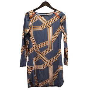Cabana Life Blue and Orange Long Sleeve Dress